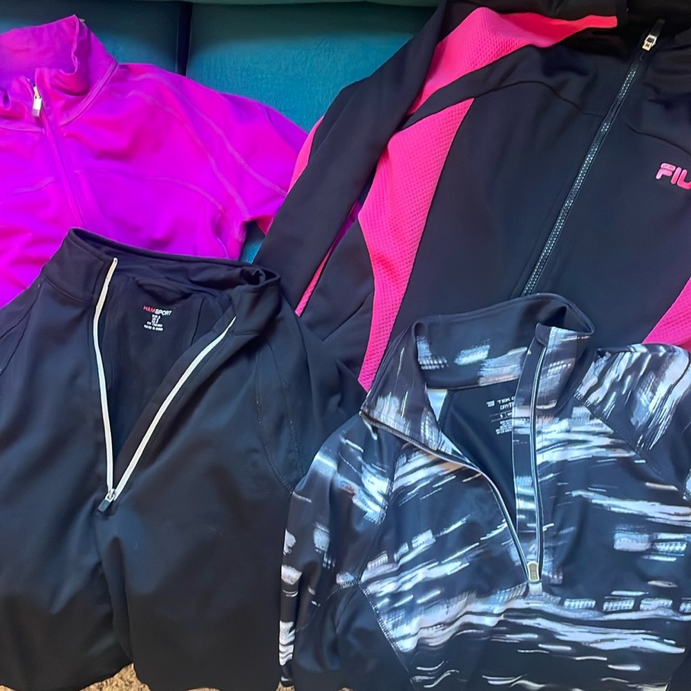 FOUR work out zip ups (all size small)